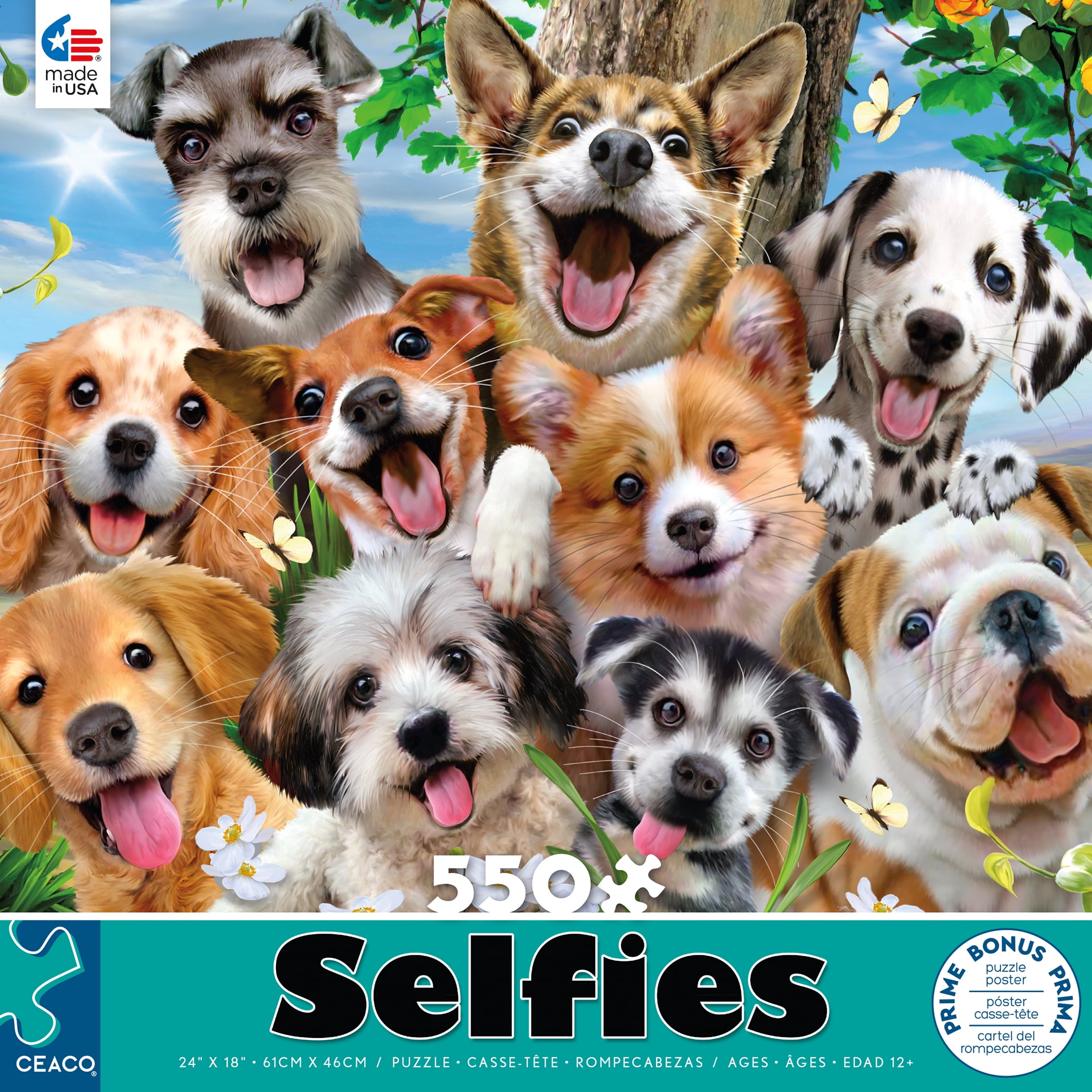 Ceaco - Selfies - Selfie Pups - 550 Piece Interlocking Jigsaw Puzzle