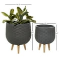 thumbnail image 3 of DecMode 14", 15" Grey Ceramic Contemporary Planter, 2 - Pieces, 3 of 6