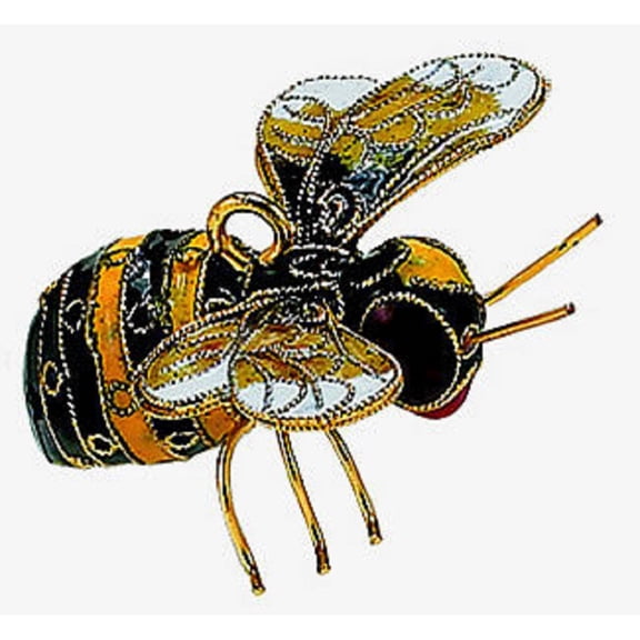 Black and Yellow Bumble Bee Cloisonne Metal Christmas Tree Ornament Bee New