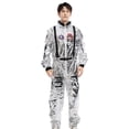 thumbnail image 5 of DHFJKG Men Astronaut Dress Up Outfits Carnival Stage Performance Metallic Long Sleeve Belted Front Zipper Onesie With Glasses 2PCS Set, 5 of 5