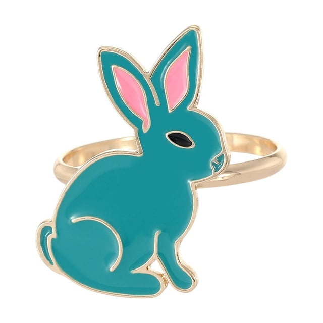 Cute Easter Bunny Metal Napkin Rings Western Restaurant Table Decor Buckles