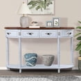 thumbnail image 2 of Aukfa Console Table, 52" Retro Half Moon Sofa Table with 2 Drawers and Shelf for Living Room/Hallway, White, 2 of 8