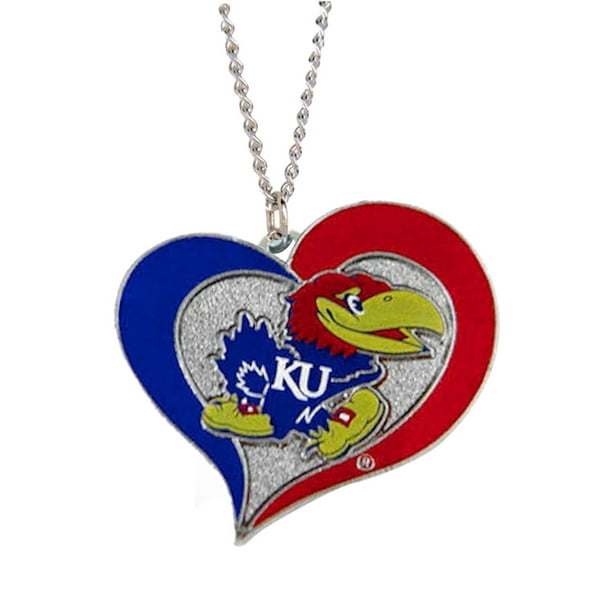 NCAA Kansas Jayhawks Logo de l'Équipe de Sport Tourbillon Coeur Collier Cadeau de Charme