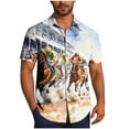 thumbnail image 2 of Blusa y camisa de manga corta con cuello vuelto para hombre, blusa informal de moda con cuello vuelto, blusa estampada de manga corta con botones, blusa de poliéster para hombre, 2 of 6