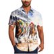 thumbnail image 2 of Blusa y camisa de manga corta con cuello vuelto para hombre, blusa informal de moda con cuello vuelto, blusa estampada de manga corta con botones, blusa de poliéster para hombre, 2 of 6