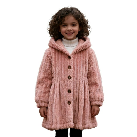 Girls Winter Jacket,Coat Girls Hooded Long Waist Tie Casual Outerwear for Autumn Winter,Jackets,Pink,4-5 Years