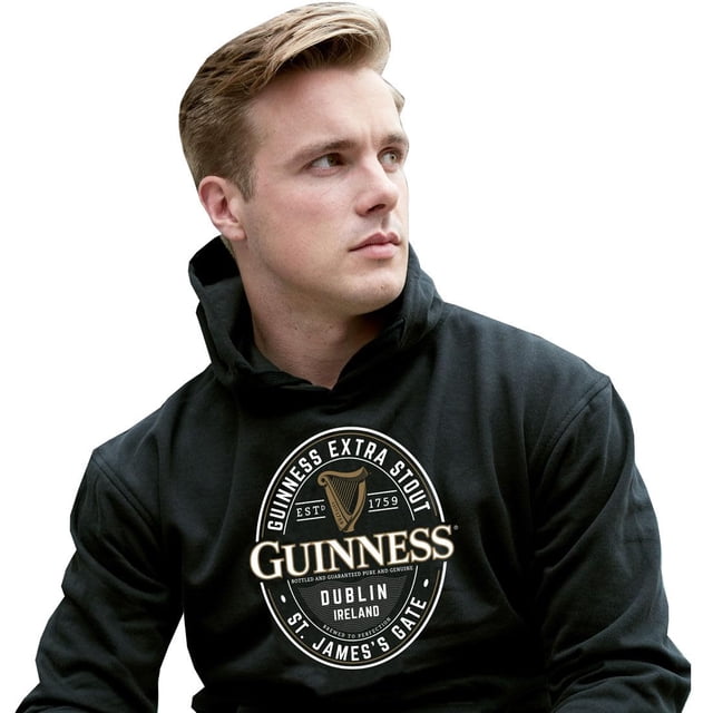 Guinness Chandail à Capuchon Black Label St. James Gate (Noir, Petit)