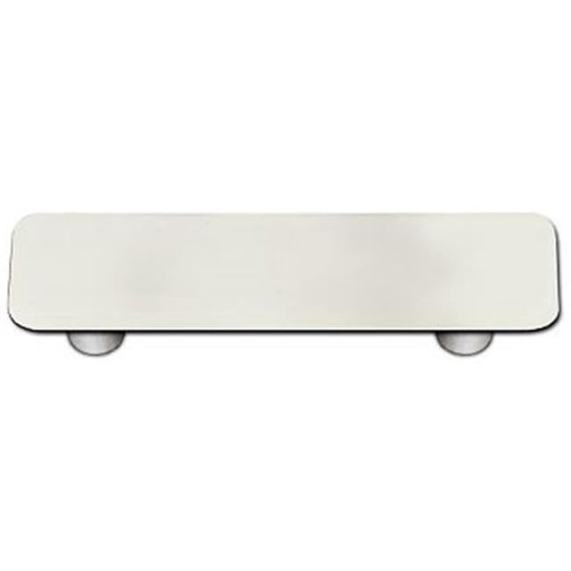 White Rectangle Glass Cabinet Pull - Aluminum Post