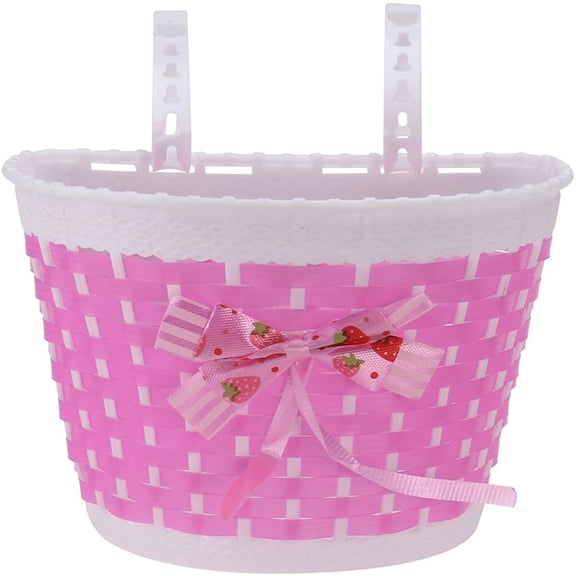 Hand Woven Bike Baskets for 14 Kids Girls and Women, Imitated Wicker Front Handlebar Basket