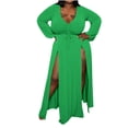 thumbnail image 2 of LSLJS Robe Fendue à Manches Longues Unie pour Femmes, Robe Grande Taille pour Femmes, Cadeaux pour Femmes, 2 of 5