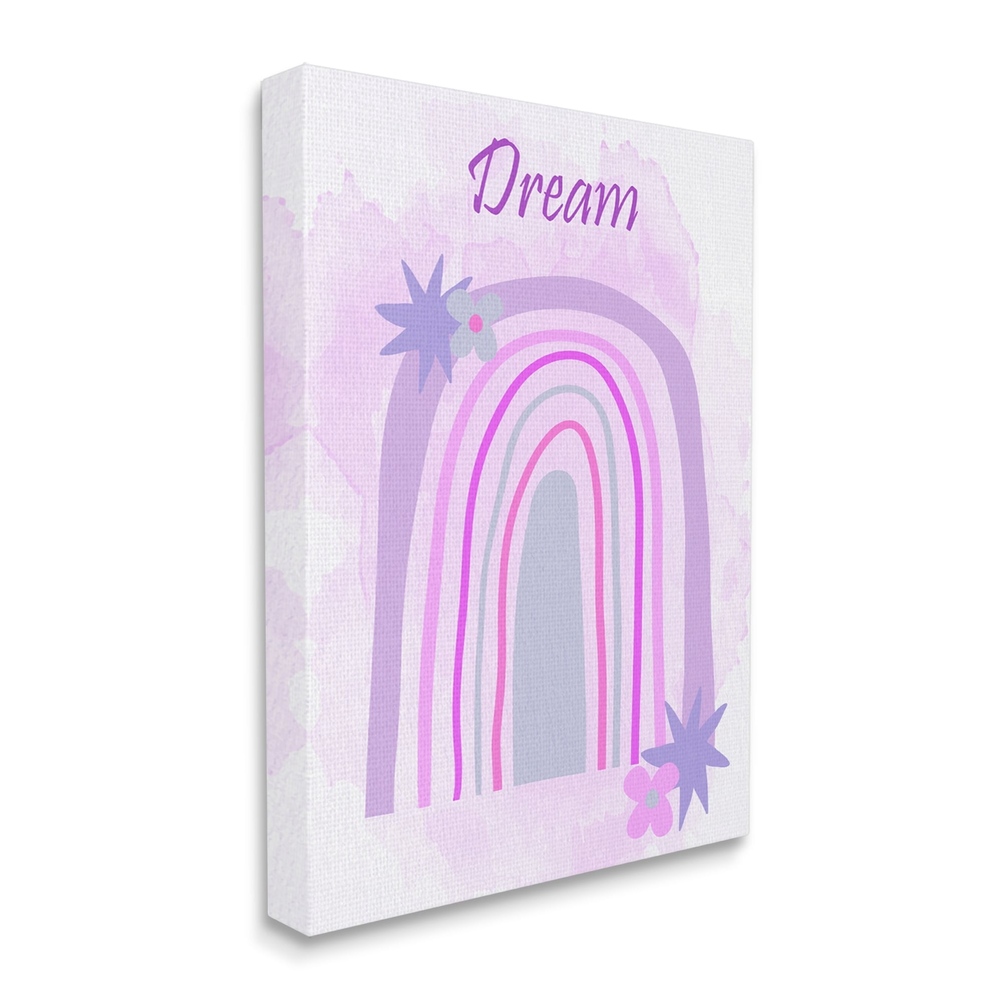 Stupell Industries Dream Purple Floral Rainbow Arch Inspirational Painting Gallery Wrapped Canvas Print Wall Art