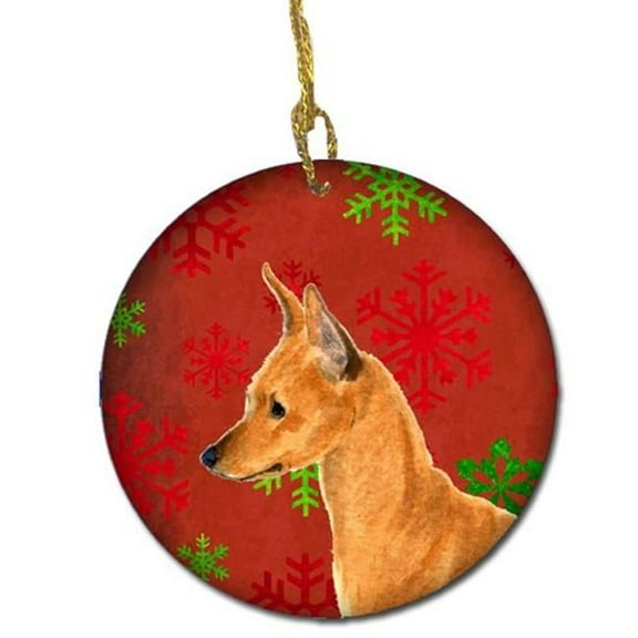 Min Pin Red Snowflakes Holiday Christmas Ceramic Ornament