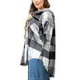 thumbnail image 3 of KOMOO Women Classic Plaid Jacket Oversized Flannel Tartan Jacket Long Sleeve Lapel Button Blouse Coat with Pockets Outwears, 3 of 5