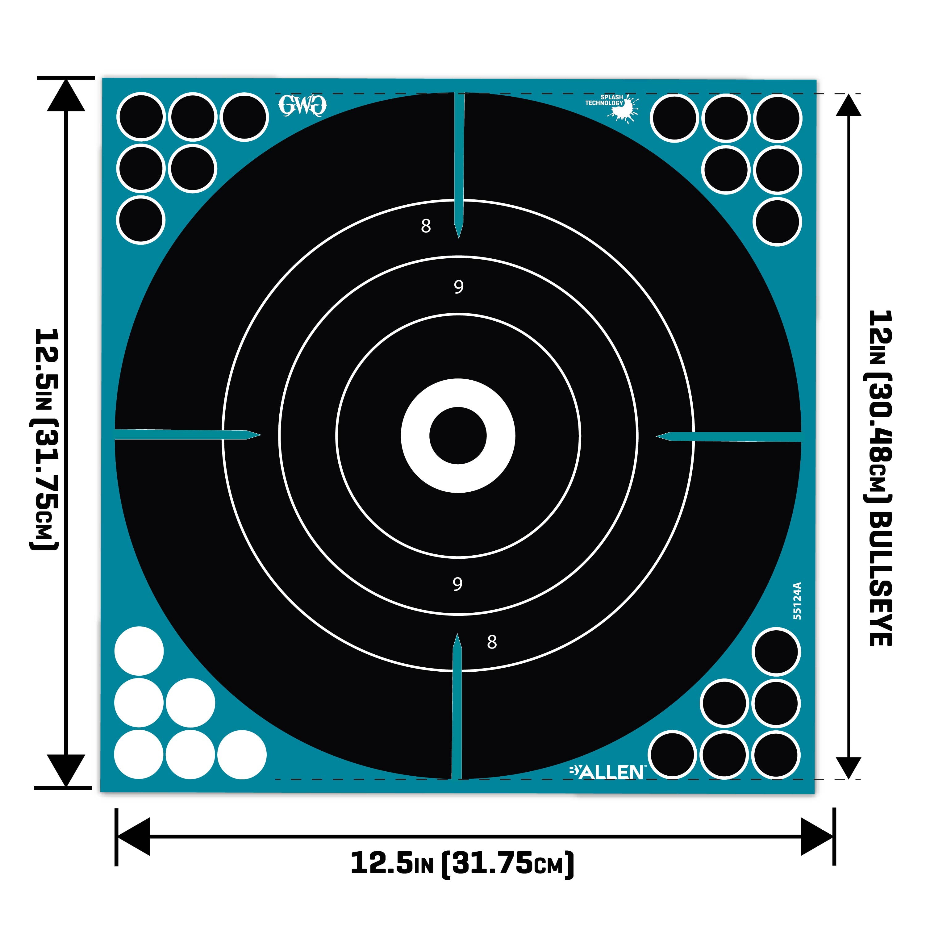 Girls With Guns Splash Adhesive Bullseye Targets, 12 x 12 Inch, 3 Pack