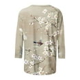 thumbnail image 5 of Nrmvnmi Womens 3/4 Sleeve Blouses Casual 3/4 Sleeve Tops Dot Print Crewneck Shirts Trendy Print Comfy Lightweight Floral Print Blouses, 5 of 5
