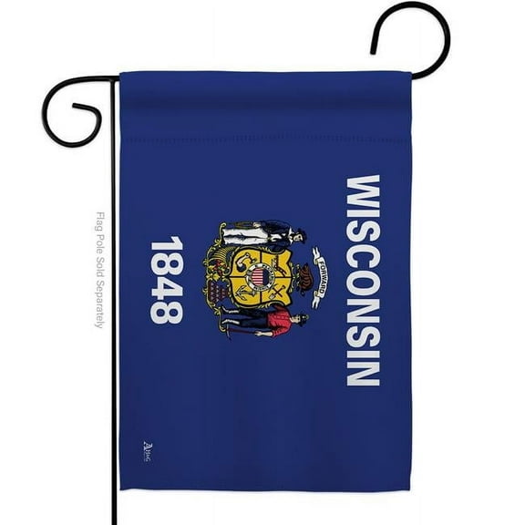 G142550-BO 13 x 18.5 in. Wisconsin American State Garden Flag with Double-Sided Horizontal House Decoration Banner Yard Gift