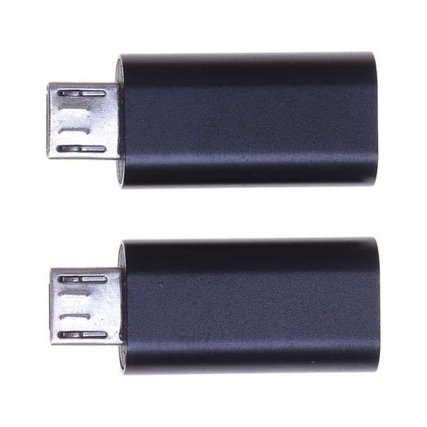 EeaseMX 2 cables micro USB hembra de 8 pines, convertidor, adaptador de cable USB, conector de carga para smartphone, tableta, banco de energía (negro)