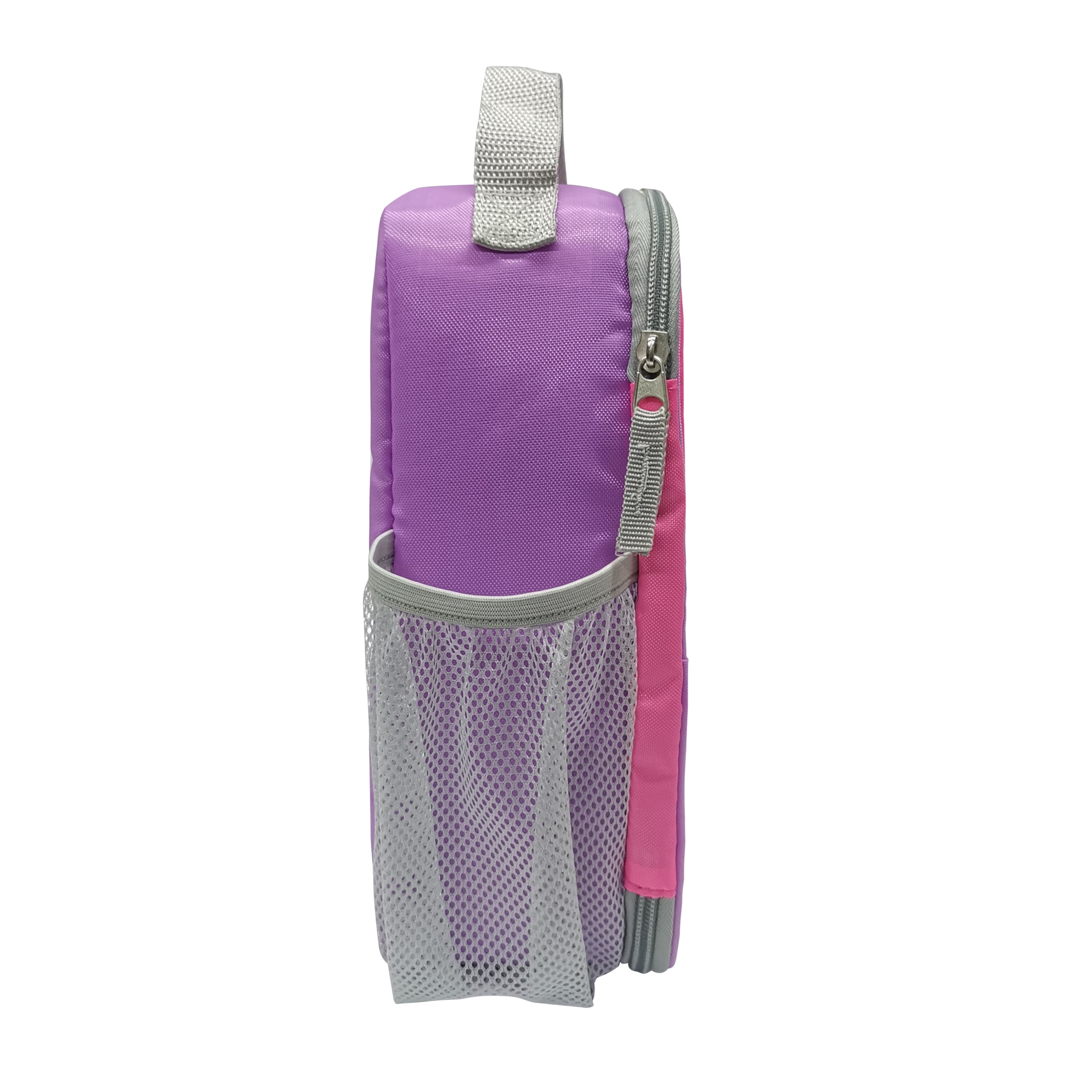 Your Zone Reusable Polyester Lunch Bag with Top Handle & Side Mesh Pocket, Pink