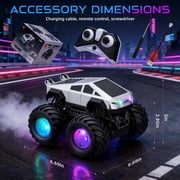 Redsmile Remote Control Car,2.4GHz Amphibious RC Cars,1:18 Waterproof Cyber Truck with LED Lights,360° Rotatable Monster Truck Toys