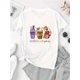 thumbnail image 2 of Creative Holiday-Themed Milkshake Pattern Print Women'S Trendy Round Neck Short Sleeve, Simple Casual Sports T-Shirt, Comfortable Summer Top for Women During The Holidays., 2 of 6