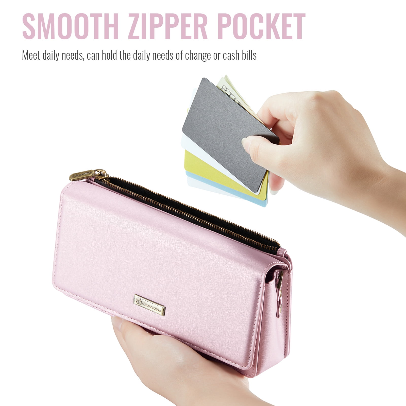 Fashion Small Crossbody Bag for Women,Cell Phone Purse Women's Shoulder Handbags Wallet Purse with RFID Blocking Credit Card Slots Zip Small Crossbody Bag Wrist strap/Shoulder strap - Pink