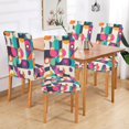 thumbnail image 2 of Yayeee 4 Pack Dining Chair Covers Stretch Parson Chairs Slipcovers Seat Protector, Pink Geometric, 2 of 6