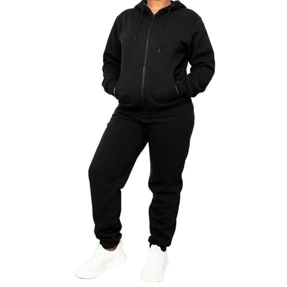 Women's 2-Piece Fleece-Lined Full Zip Oversize Loose Fit Hoodie & Jogger Track Set