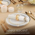 thumbnail image 5 of 10.25" Plastic Dinner Plates Disposable (100 Pack) White and Gold Wedding Plates Disposable Set 100 Guests, Elegant Plastic Plates Disposable, Heavy Duty Plastic Plates for Thanksgiving/Christmas, 5 of 5