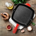 thumbnail image 6 of NutriChef 11" Square Cast Iron Skillet Grill Pan w/ Porcelain Enamel Coating, Red, 6 of 7