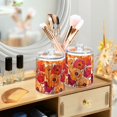 thumbnail image 3 of Yayeee 4 Pack Qtip Holder Bathroom Cotton Swab Canister with Lid Clear Dispenser Set, Orange Hand Drawn Floral, 3 of 6