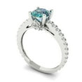 thumbnail image 2 of Solitaire with Accents Engagement Ring for Women - 1.465ct Blue Moissanite in 18K White Gold Promise Ring, 2 of 6