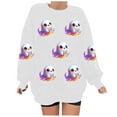 thumbnail image 4 of Womens Fleece Lined Sweatshirts Oversized Drop Shoulder Crewneck Sweat Shirts Loose Casual Halloween Graphic Sweater Coffee, M, 4 of 4