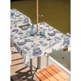 thumbnail image 2 of Outdoor Tablecloth with Umbrella Hole for Patio/Picnic/Party/Camping, Farmhouse Country Waterproof Table Cloth Square Cover Washable, Vintage Blue French Garden Horse Swan (60"x 60"), 2 of 8