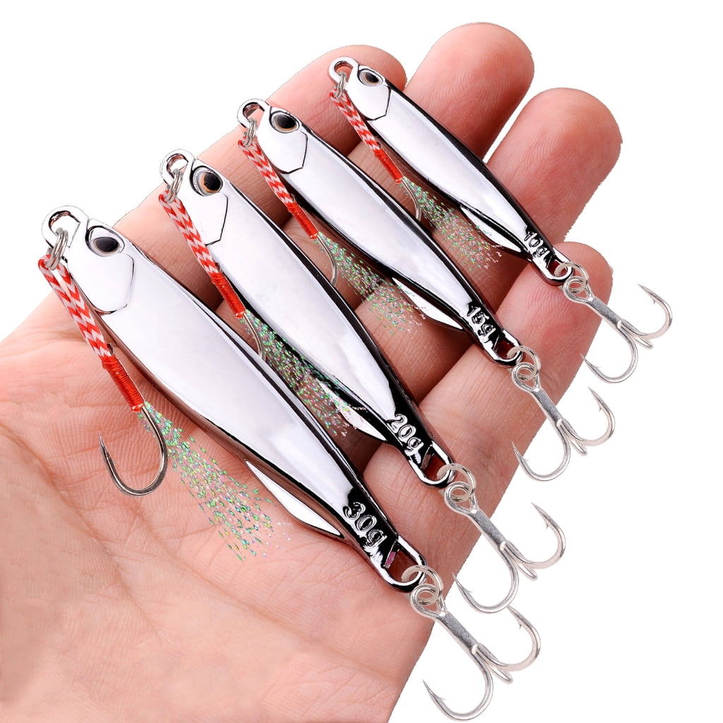 WINDLAND 8Pcs Spoon Metal Jigs Fishing Lures Artificial Baits 3D Eyes Fishing Jigs Baits Fishing Tackle for Freshwater Seawater