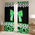 thumbnail image 2 of jejeloiu Cute Cartoon Bowtie Black Out Curtains,Kawaii Leopard Print Curtains Pack of 2 (42x63 Each),Green Black Bedroom Curtains For Teens,Super Cozy Room Decor, 2 of 6