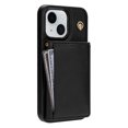 thumbnail image 4 of for iPhone 13 Case, PU Leather Crossbody Wallet Case with Card Holder, Kickstand, Magnetic Clasp Folio Zipper Purse, Adjustable Removable Strap, Protective Back Cover, Black, 4 of 7