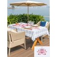 thumbnail image 5 of Outdoor Tablecloth with Umbrella Hole for Patio/Picnic/Party/Camping, Pink Lotus Flowers Waterproof Table Cloth Rectangle Table Cover Washable, Classic Love Heart Leaves Blue (60"x 102"), 5 of 9