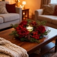 thumbnail image 5 of RBCKVXZ 12" Christmas Candle Rings Wreaths Berries & Pinecone Candle Rings Artificial Norfolk Pine Candle Holder for Winter Home Kitchen Table Centerpiece, 5 of 8