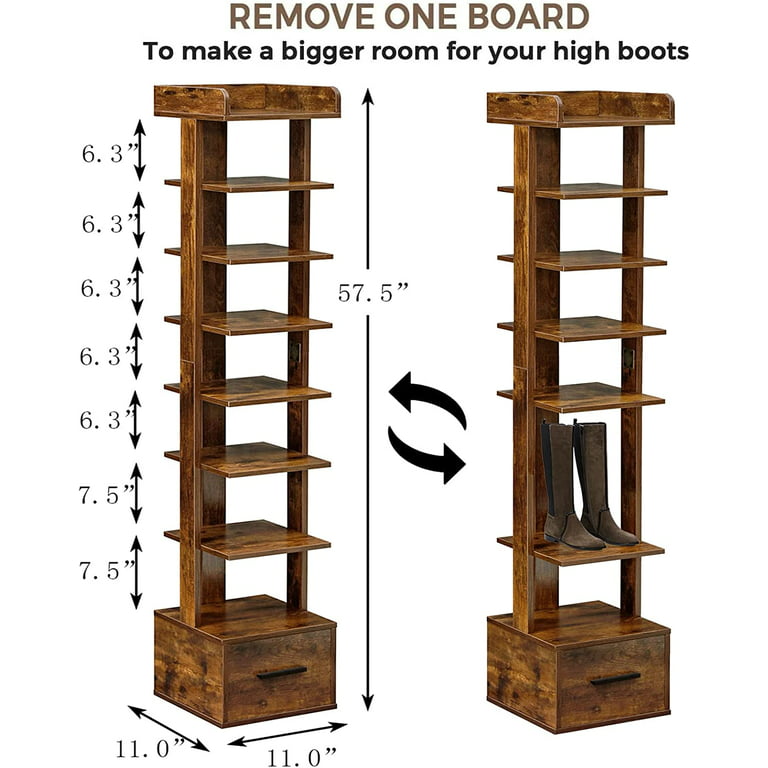  Tribesigns Narrow Shoe Rack,Vertical Shoe Rack Tall Shoe Shelf  Boots Shelf Shoe Tower for Small Space, Sapce Saving Design : Home & Kitchen