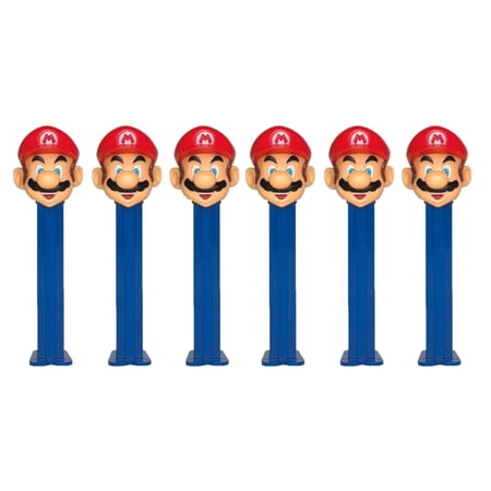 Mario PEZ Dispenser Birthday Party Favors Set | Pack of 6 Nintendo Mario Bros PEZ Candy Dispensers Each With 2 Candy Refills | Mario Gifts Party Favor Grab Bags