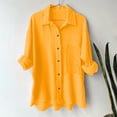 thumbnail image 6 of TTUHYWXI Womens Oversized Button Down Blouse Top Collared Long Sleeve Gauze Shirts (Yellow, XXL), 6 of 9