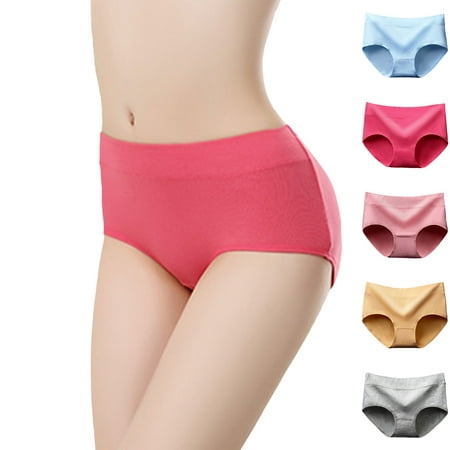 

Dyfzdhu Underwear for Women 5 Piece Mixed Color Summer Thin Mid Waist Crotch Breathable Comfortable