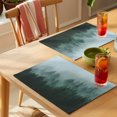 thumbnail image 4 of Fogged Mist Forest Placemats Set of 4 Botanical Green Pines Peaks Zen Place Mats Indoor Wipeable Table Mats Washable Cloth Dining Table Placemats for Kitchen Holiday Party Home Decor 13x19 Inch, 4 of 9