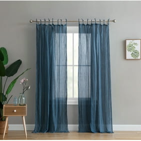 Peach Oak Single Curtain Panel White Astrea Ruffle 84 Inch