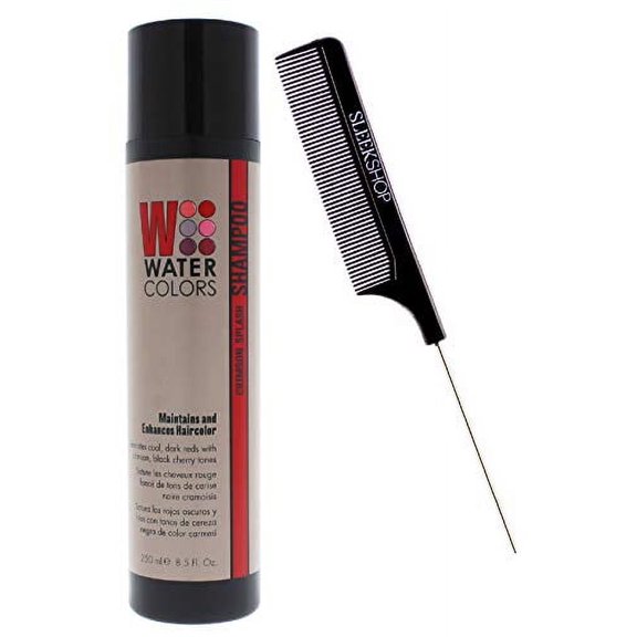 Watercolors by Tressa Color Depositing Sulfate-Free Shampoo, Haircolor (w/Sleek Comb) Water Colors Hair Dye Maintenance Wash (Crimson Splash - 8.5 oz) (PACK OF 1)