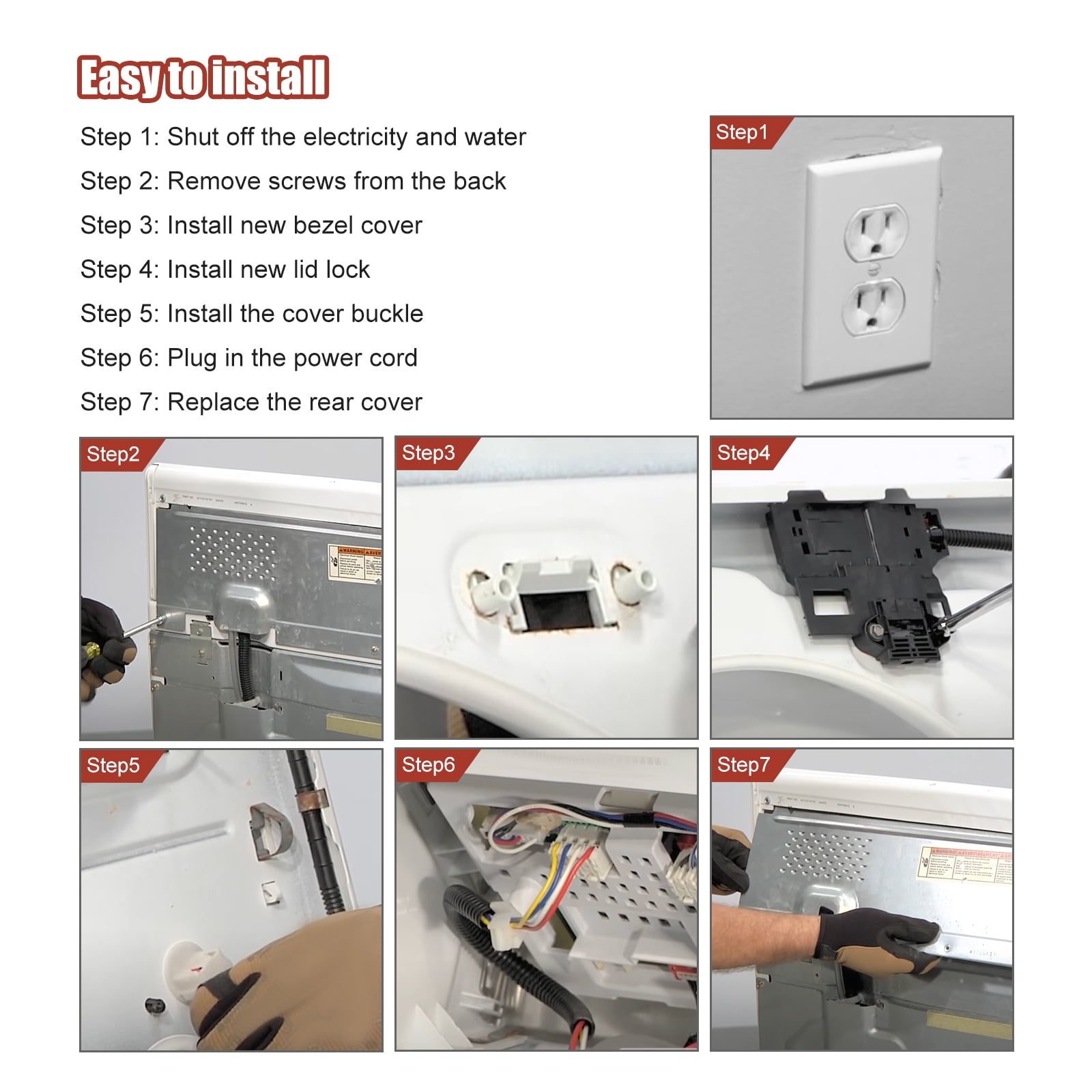 3mirrors W10404050 Washer Lid Lock Latch Assembly and W10240513 Washer Door Strike, Compatible with Whirlpool Kenmore Maytag Amana Inglis Roper Admiral Crosley Washing Machines Replacement
