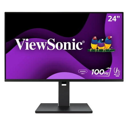 ViewSonic VG2452 24 Inch IPS 1080p Ergonomic Monitor with Tilt, Swivel, Pivot, Height Adjust, 100Hz, USB Hub, HDMI, DisplayPort, and 65W USB C Inputs