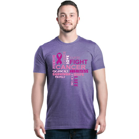 Shop4Ever Men's Breast Cancer Support Fight Ribbon Awareness Graphic