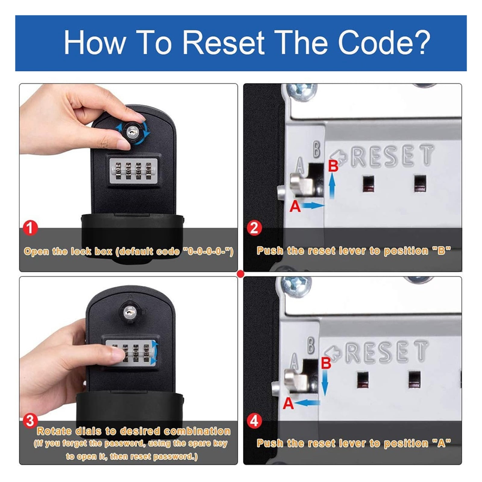 Key Lock Box with 4 Digit Combination Spare Key Sturdy Key Safe Box ,House, Apartment, Office Key Storage
