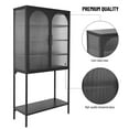 thumbnail image 6 of Fulvari Tall Glass Storage Cabinet With 2 Glass Arched Doors & Adjustable Shelves for Living Room, Kitchen, 6 of 8